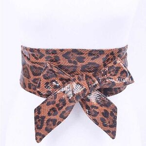 Leopard Animal Print FreeStyle Wrap Obi Statement Belt